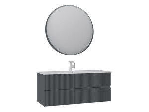 Conjunto de mueble con lavabo y espejo (2 piezas) «Moonlight 120 v2» - 121 x 51 x 51 cm - Antracita mate