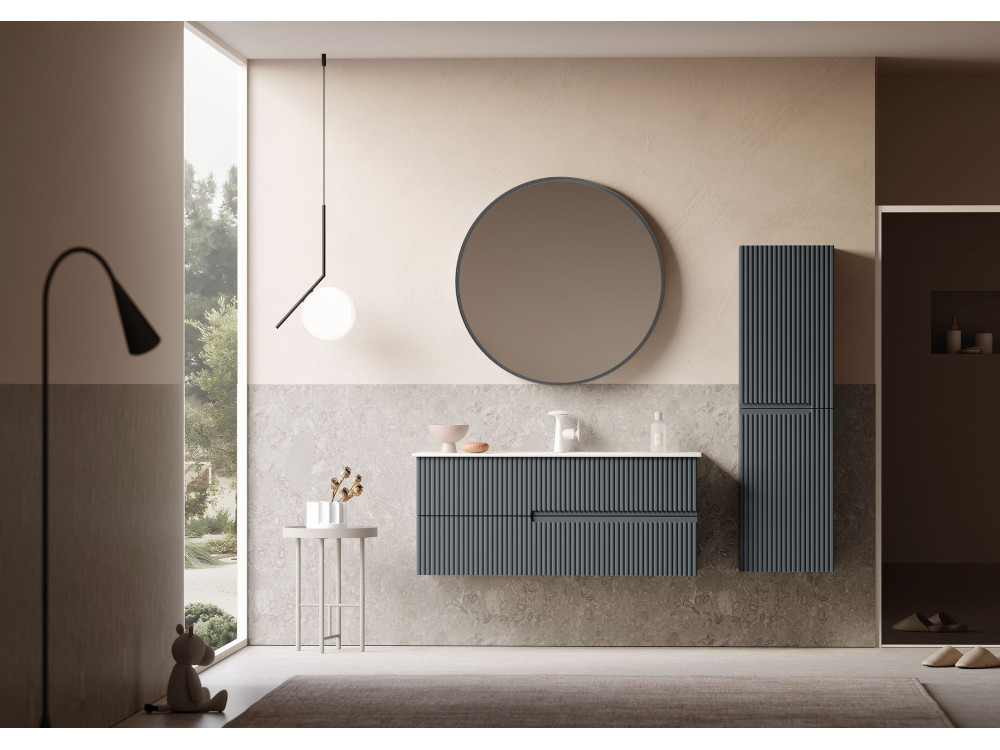 Conjunto de mueble con lavabo y espejo (2 piezas) «Moonlight 120 v2» - 121 x 51 x 51 cm - Antracita mate