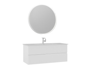 Conjunto de mueble con lavabo y espejo (2 piezas) «Moonlight 120 v2» - 121 x 51 x 51 cm - Blanco mate