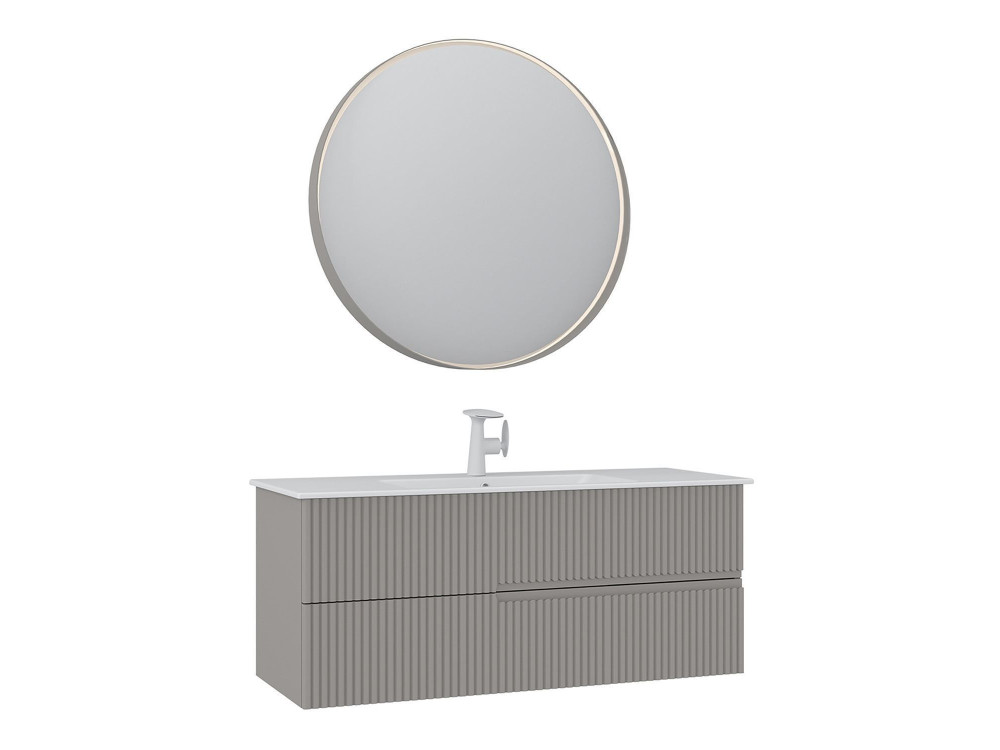Conjunto de mueble con lavabo y espejo (2 piezas) «Moonlight 120 v2» - 121 x 51 x 51 cm - Matte Mink