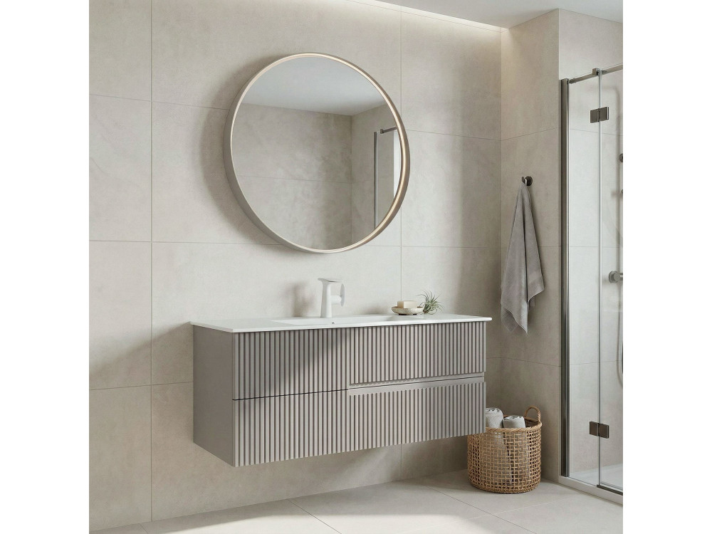 Conjunto de mueble con lavabo y espejo (2 piezas) «Moonlight 120 v2» - 121 x 51 x 51 cm - Matte Mink