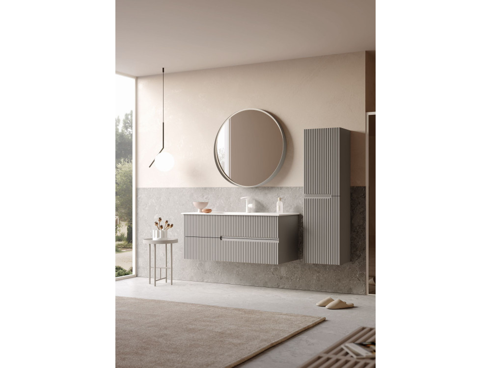 Conjunto de mueble con lavabo y espejo (2 piezas) «Moonlight 120 v2» - 121 x 51 x 51 cm - Matte Mink