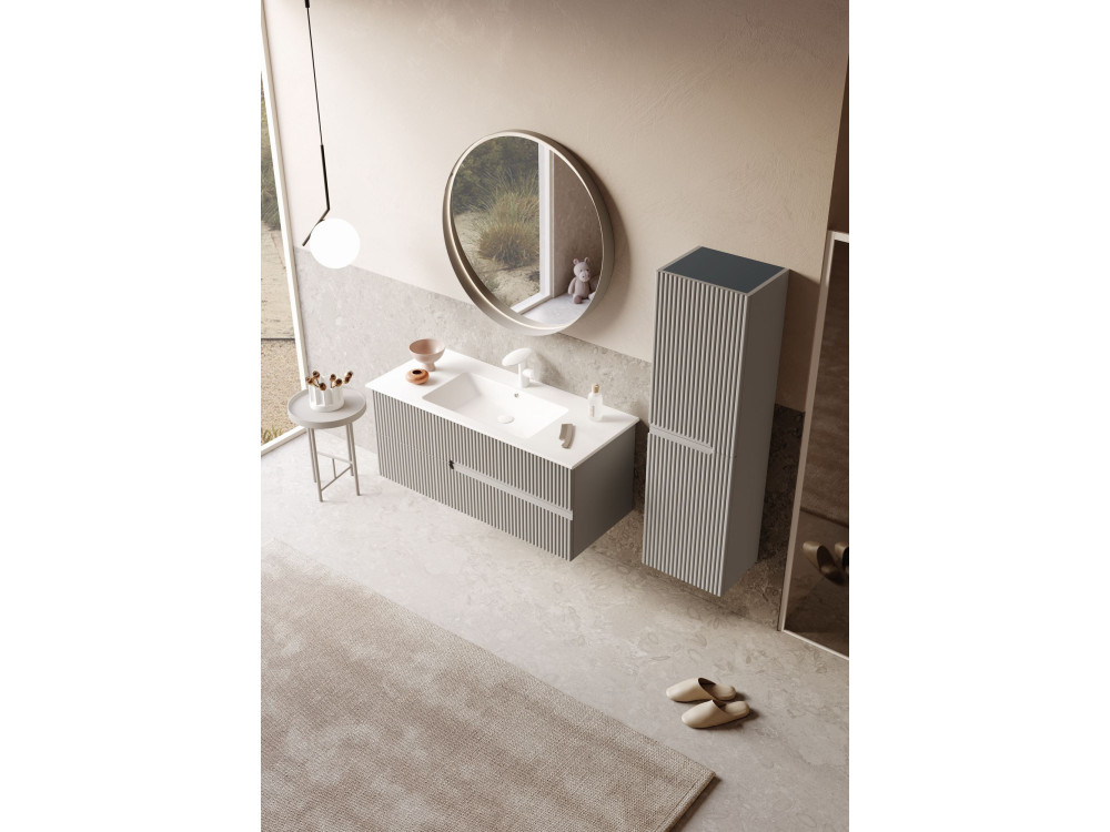 Conjunto de mueble con lavabo y espejo (2 piezas) «Moonlight 120 v2» - 121 x 51 x 51 cm - Matte Mink