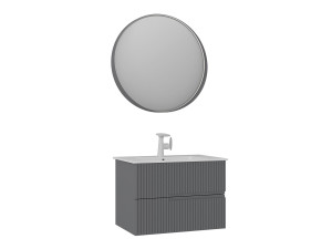 Conjunto de mueble con lavabo y espejo (2 piezas) «Moonlight 70 v2» - 71 x 51 x 51 cm - Gris mate