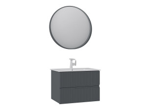 Conjunto de mueble con lavabo y espejo (2 piezas) «Moonlight 70 v2» - 71 x 51 x 51 cm - Antracita mate
