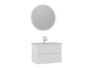 Conjunto de mueble con lavabo y espejo (2 piezas) «Moonlight 70 v2» - 71 x 51 x 51 cm - Blanco mate