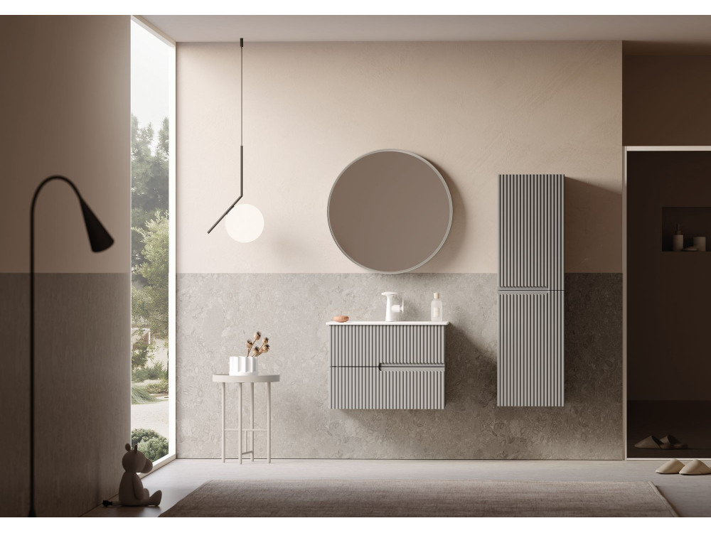 Conjunto de mueble con lavabo y espejo (2 piezas) «Moonlight 70 v2» - 71 x 51 x 51 cm - Matte Mink