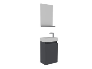 Conjunto de mueble con lavabo y espejo (2 piezas) «Conza 45» - 45 x 26 x 75 cm - Antracita mate