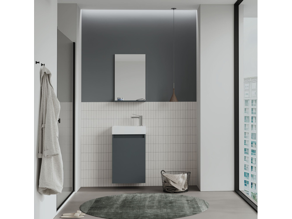 Conjunto de mueble con lavabo y espejo (2 piezas) «Conza 45» - 45 x 26 x 75 cm - Antracita mate