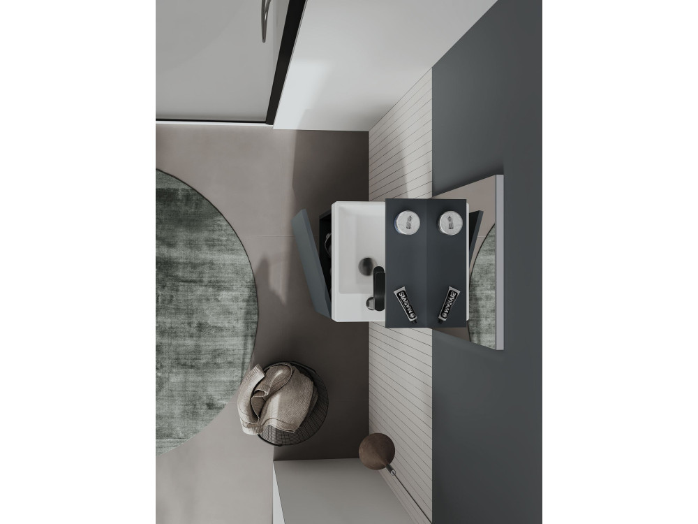Conjunto de mueble con lavabo y espejo (2 piezas) «Conza 45» - 45 x 26 x 75 cm - Antracita mate