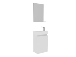 Conjunto de mueble con lavabo y espejo (2 piezas) «Conza 45» - 45 x 26 x 75 cm - Blanco