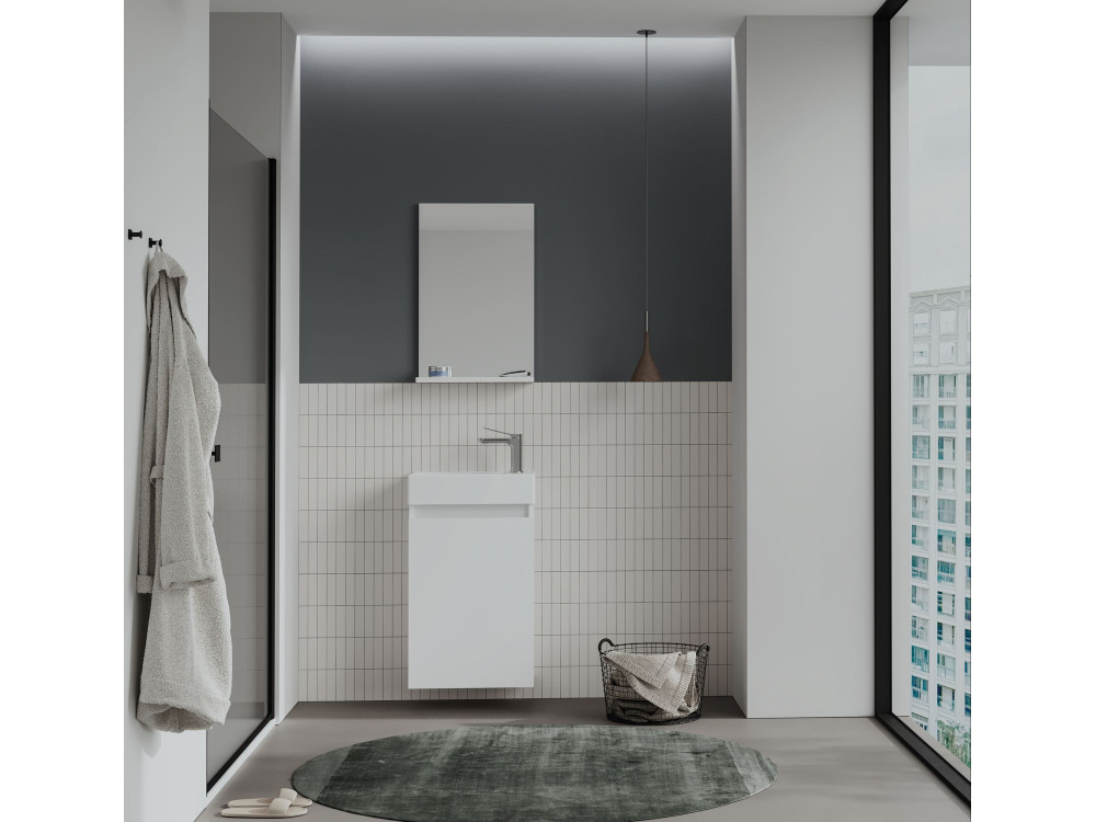 Conjunto de mueble con lavabo y espejo (2 piezas) «Conza 45» - 45 x 26 x 75 cm - Blanco