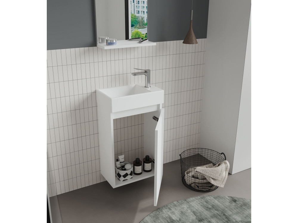 Conjunto de mueble con lavabo y espejo (2 piezas) «Conza 45» - 45 x 26 x 75 cm - Blanco