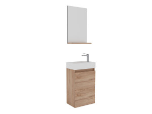 Conjunto de mueble con lavabo y espejo (2 piezas) «Conza 45» - 45 x 26 x 75 cm - Roble