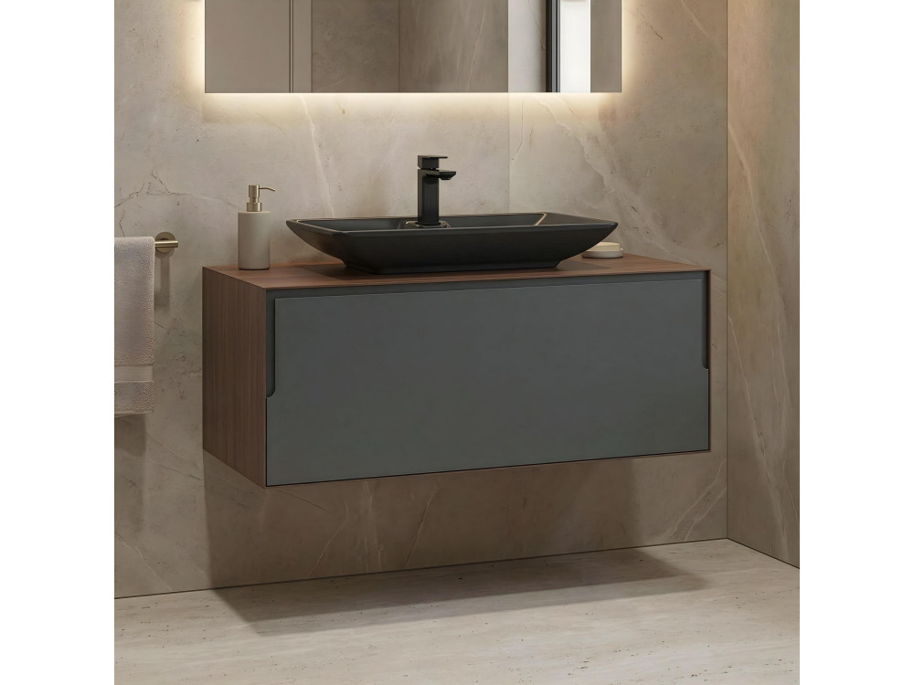 Mueble para lavabo «Craft 100» - 100 x 50 x 40 cm - Nogal / Antracita