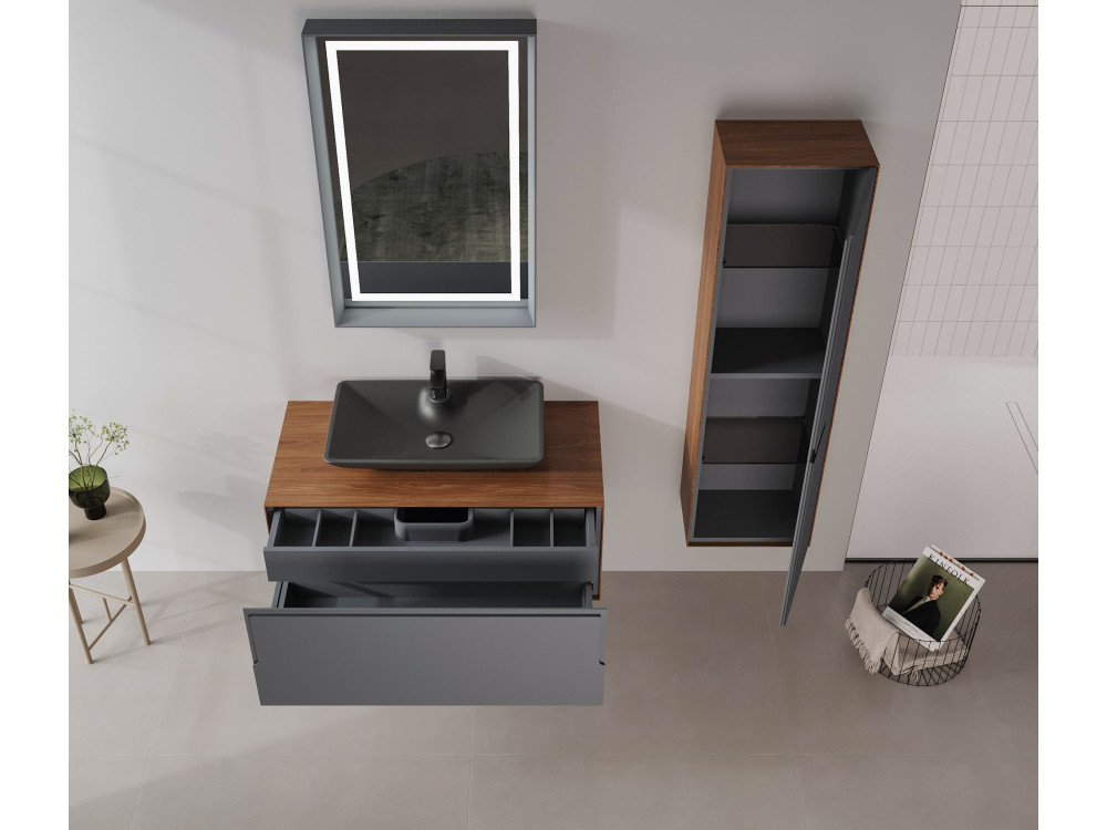 Mueble para lavabo «Craft 100» - 100 x 50 x 40 cm - Nogal / Antracita