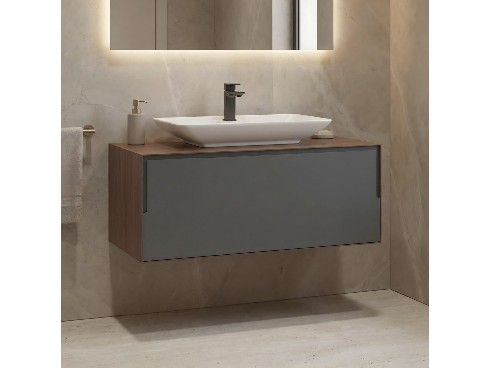 Mueble para lavabo «Craft 100» - 100 x 50 x 40 cm - Nogal / Antracita