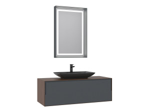 Conjunto de mueble con lavabo y espejo (2 piezas) «Craft 120» - 120 x 50 x 40 cm - Nogal / Antracita