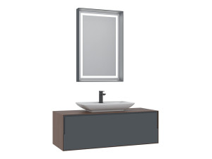 Conjunto de mueble con lavabo y espejo (2 piezas) «Craft 120» - 120 x 50 x 40 cm - Nogal / Antracita / Blanco