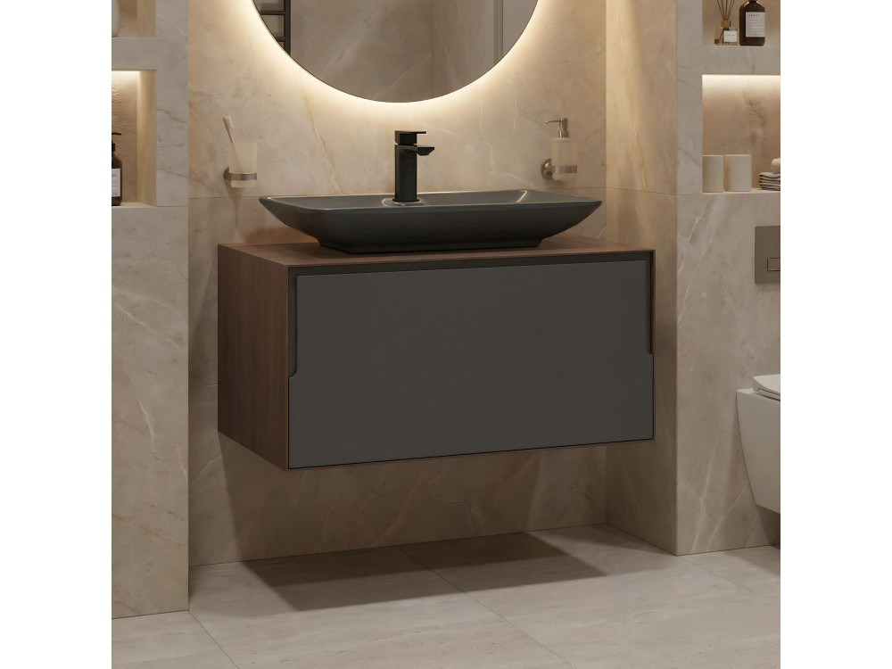 Mueble para lavabo «Craft 80» - 80 x 50 x 40 cm - Nogal / Antracita