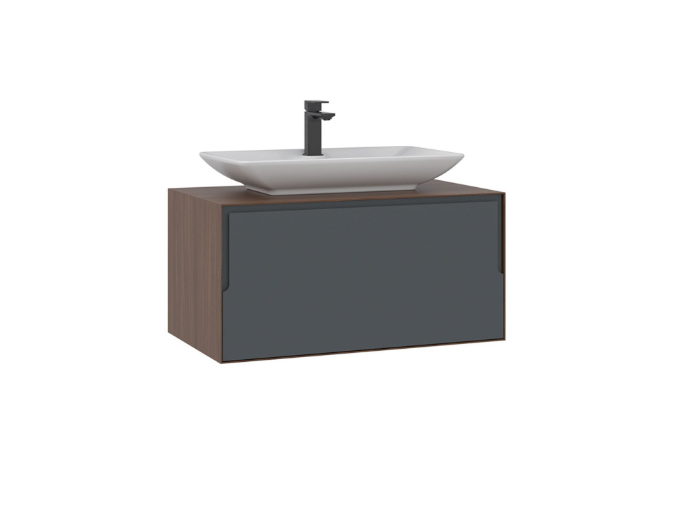 Mueble para lavabo «Craft 80» - 80 x 50 x 40 cm - Nogal / Antracita