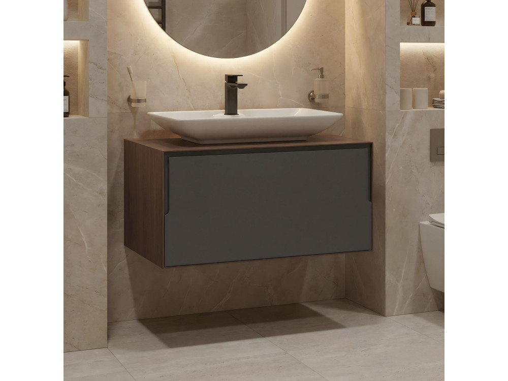 Mueble para lavabo «Craft 80» - 80 x 50 x 40 cm - Nogal / Antracita