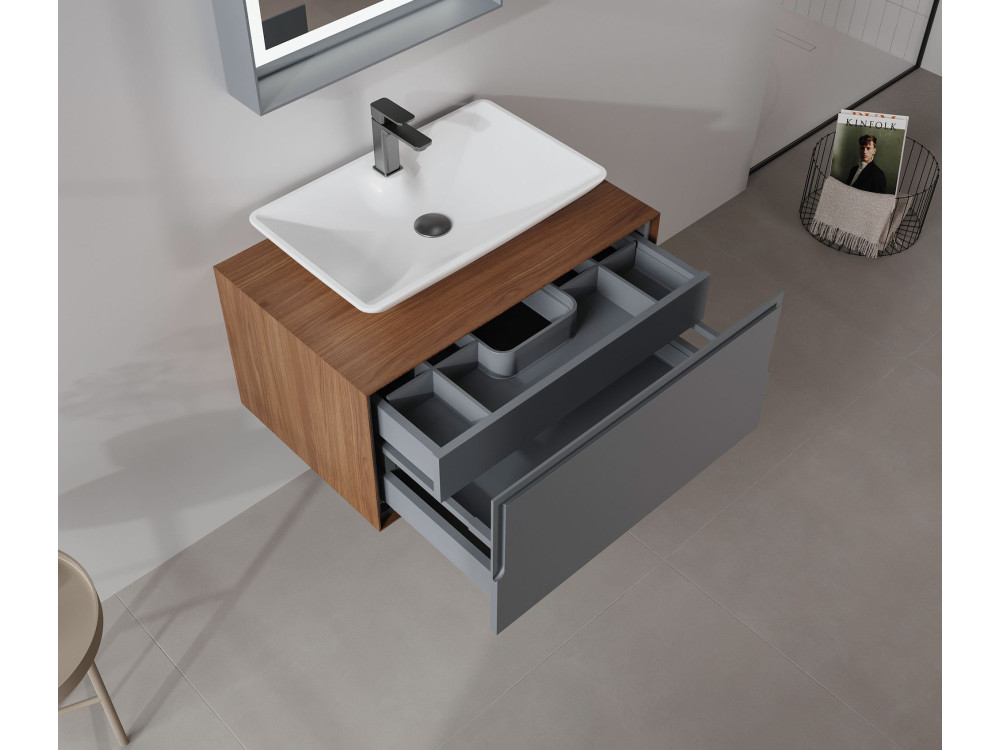 Mueble para lavabo «Craft 80» - 80 x 50 x 40 cm - Nogal / Antracita
