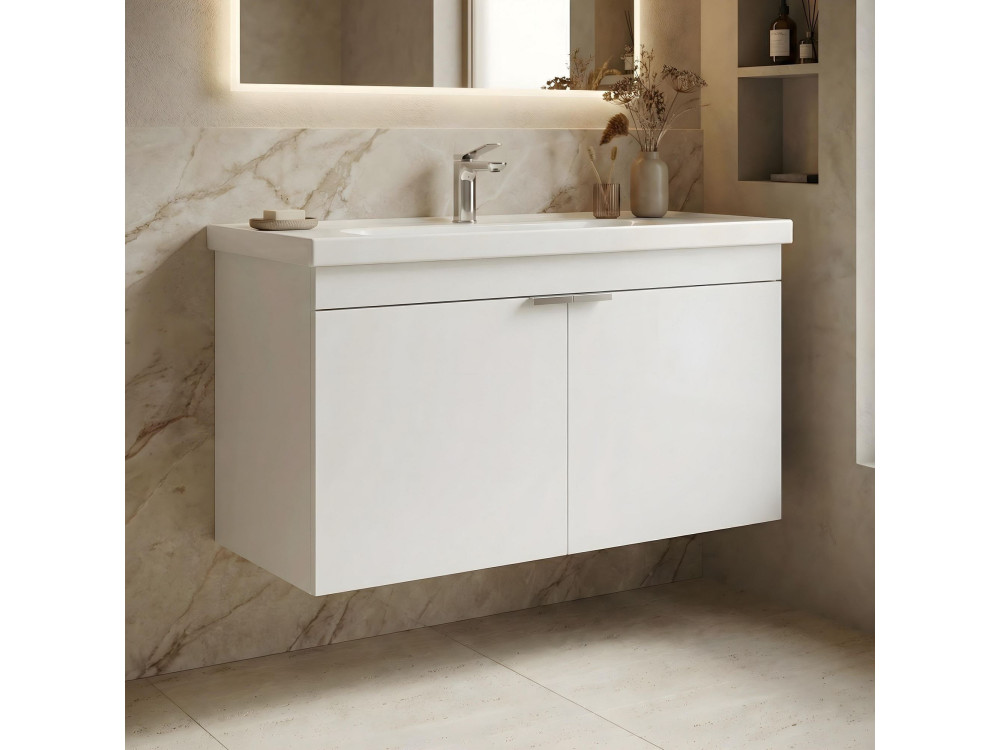 Mueble para lavabo «Desna 100» - 100 x 45 x 58 cm - Blanco mate