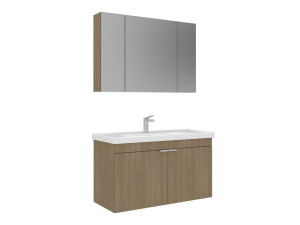 Conjunto de mueble con lavabo y espejo (2 piezas) «Desna 100» - 100 x 45 x 58 cm - Roble