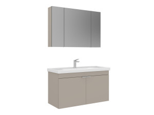 Conjunto de mueble con lavabo y espejo (2 piezas) «Desna 100» - 100 x 45 x 58 cm - Arena