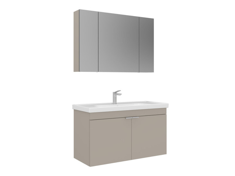 Conjunto de mueble con lavabo y espejo (2 piezas) «Desna 100» - 100 x 45 x 58 cm - Arena
