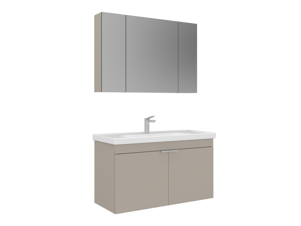Conjunto de mueble con lavabo y espejo (2 piezas) «Desna 100» - 100 x 45 x 58 cm - Arena