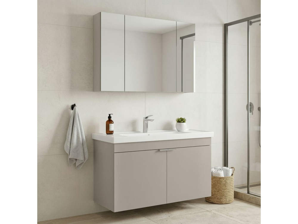 Conjunto de mueble con lavabo y espejo (2 piezas) «Desna 100» - 100 x 45 x 58 cm - Arena