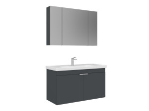 Conjunto de mueble con lavabo y espejo (2 piezas) «Desna 100» - 100 x 45 x 58 cm - Antracita mate