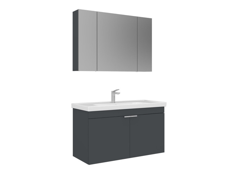 Conjunto de mueble con lavabo y espejo (2 piezas) «Desna 100» - 100 x 45 x 58 cm - Antracita mate