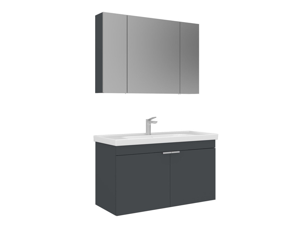 Conjunto de mueble con lavabo y espejo (2 piezas) «Desna 100» - 100 x 45 x 58 cm - Antracita mate