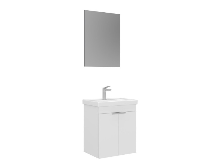 Conjunto de mueble con lavabo y espejo (2 piezas) «Desna 50» - 50 x 38 x 58 cm - Blanco mate