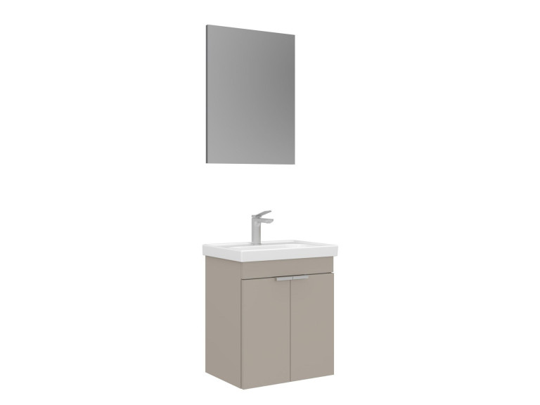 Conjunto de mueble con lavabo y espejo (2 piezas) «Desna 50» - 50 x 38 x 58 cm - Arena