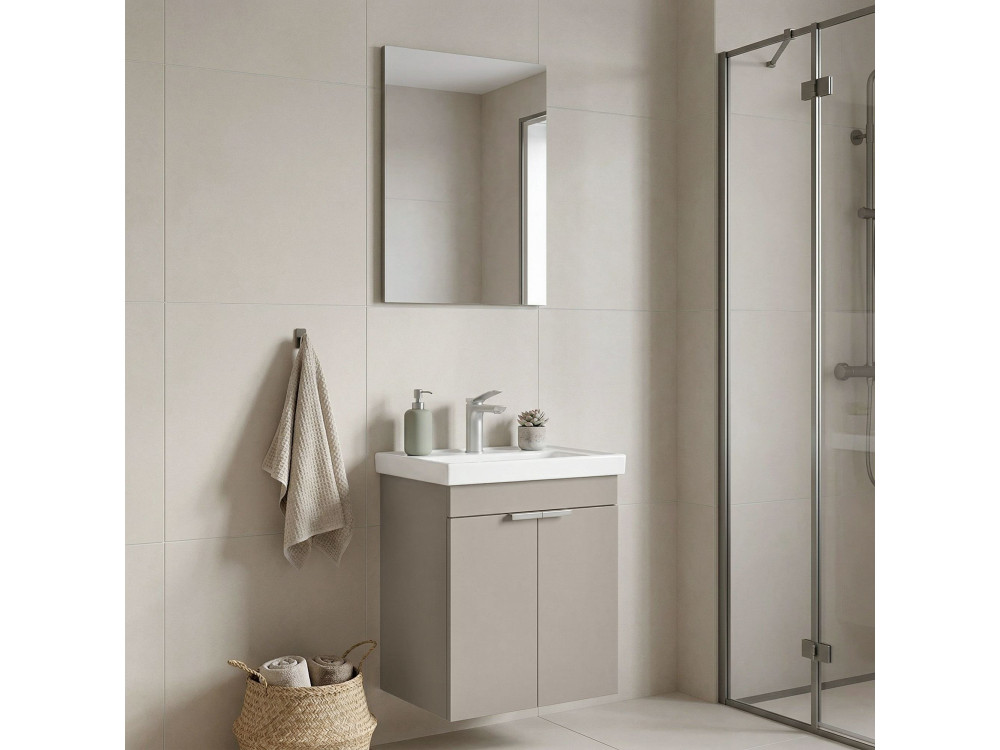 Conjunto de mueble con lavabo y espejo (2 piezas) «Desna 50» - 50 x 38 x 58 cm - Arena