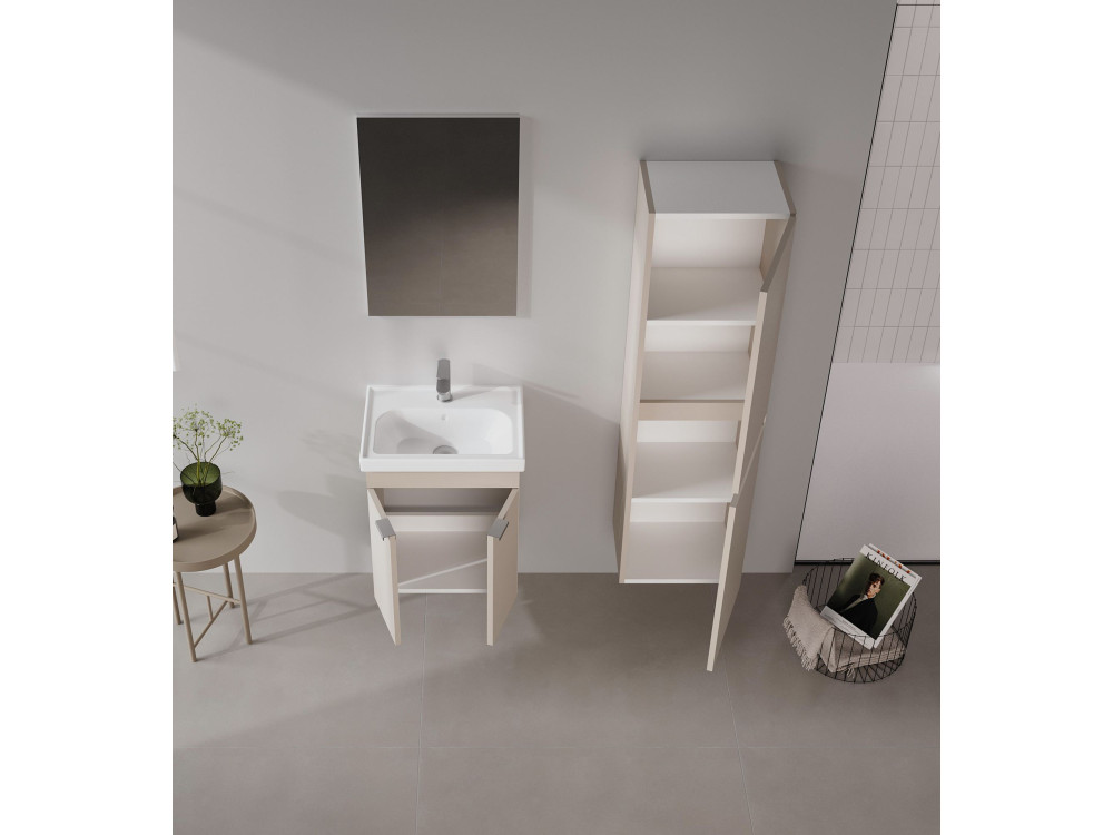 Conjunto de mueble con lavabo y espejo (2 piezas) «Desna 50» - 50 x 38 x 58 cm - Arena