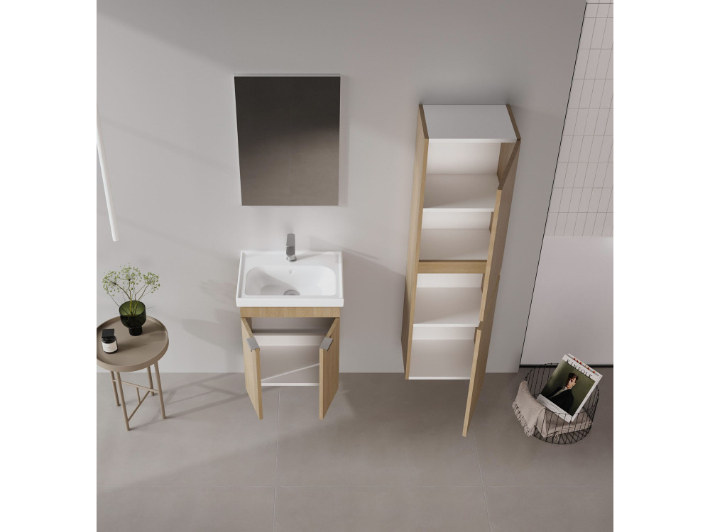 Conjunto de mueble con lavabo y espejo (2 piezas) «Desna 50» - 50 x 38 x 58 cm - Roble