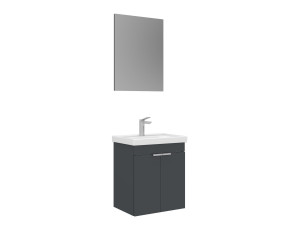Conjunto de mueble con lavabo y espejo (2 piezas) «Desna 50» - 50 x 38 x 58 cm - Antracita mate