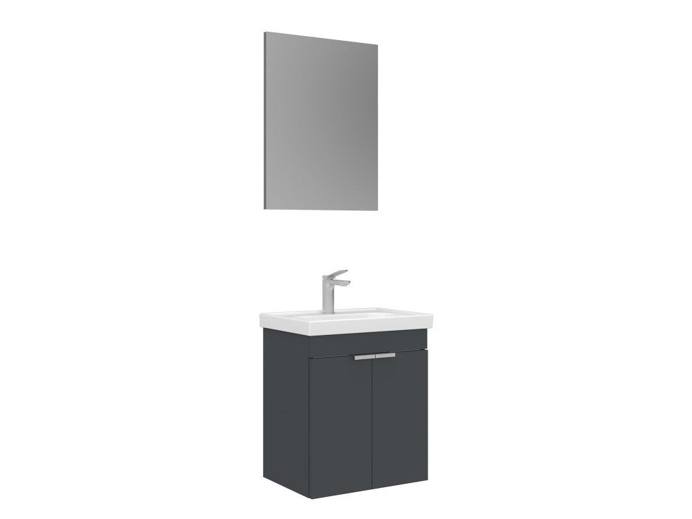 Conjunto de mueble con lavabo y espejo (2 piezas) «Desna 50» - 50 x 38 x 58 cm - Antracita mate
