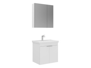 Conjunto de mueble con lavabo y espejo (2 piezas) «Desna 60» - 60 x 45 x 58 cm - Blanco mate