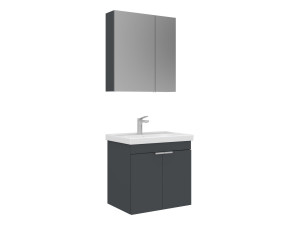 Conjunto de mueble con lavabo y espejo (2 piezas) «Desna 60» - 60 x 45 x 58 cm - Antracita mate