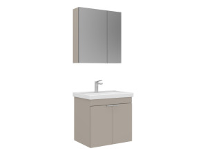 Conjunto de mueble con lavabo y espejo (2 piezas) «Desna 60» - 60 x 45 x 58 cm - Arena