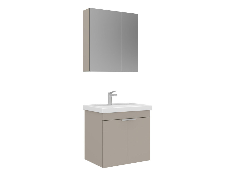 Conjunto de mueble con lavabo y espejo (2 piezas) «Desna 60» - 60 x 45 x 58 cm - Arena