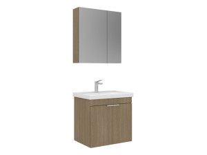 Conjunto de mueble con lavabo y espejo (2 piezas) «Desna 60» - 60 x 45 x 58 cm - Roble