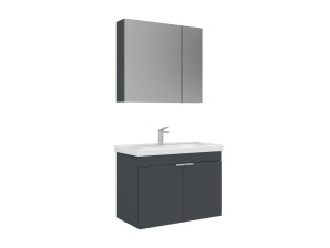 Conjunto de mueble con lavabo y espejo (2 piezas) «Desna 80» - 80 x 45 x 58 cm - Antracita mate