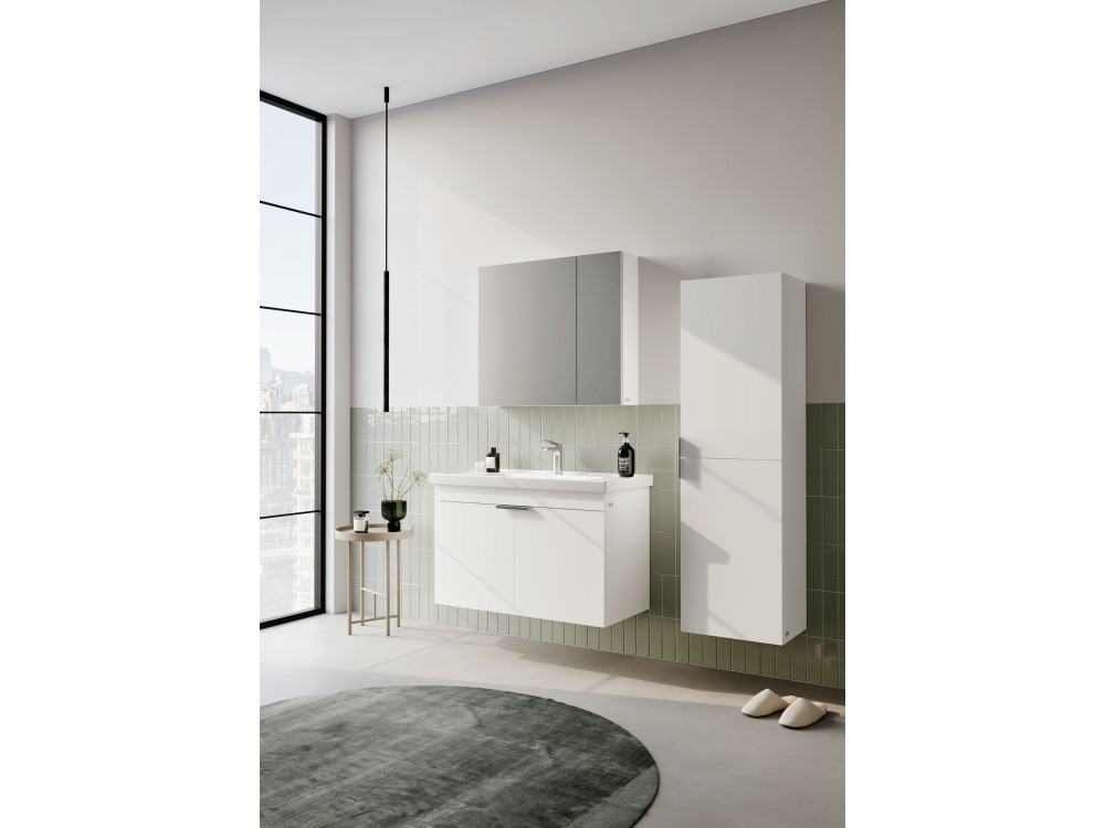 Conjunto de mueble con lavabo y espejo (2 piezas) «Desna 80» - 80 x 45 x 58 cm - Blanco mate